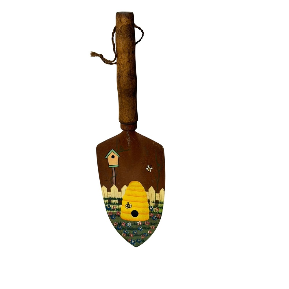 Vintage Decorative Garden Trowel Brown Beehive Hand Painted Folk Art